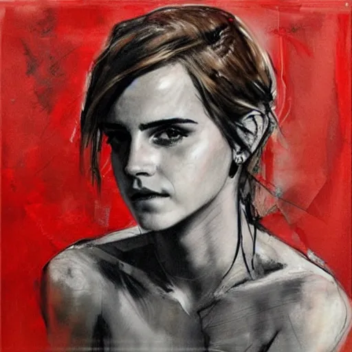 Prompt: portrait of emma watson, artwork by guy denning,