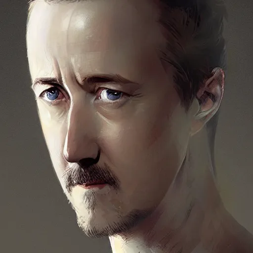 Prompt: a portrait of edward norton's face as an egg, concept art by greg rutkowski, artgerm and ruan jia