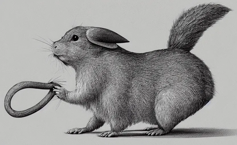 Image similar to ancient rodent ancestor of Pikachu, scientific illustration, fossil reconstruction