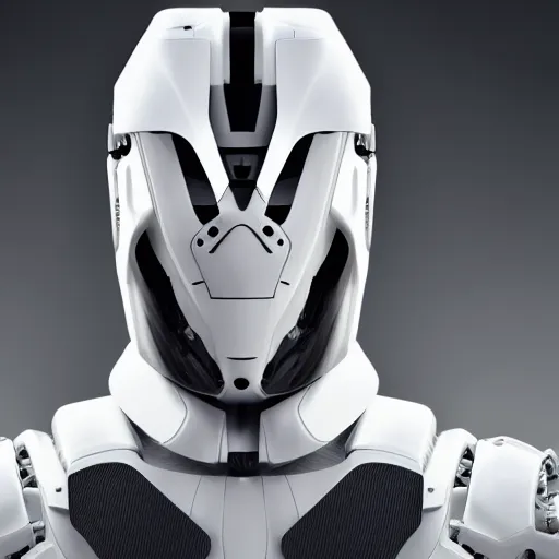 Image similar to a portrait of a white one cast futuristic cyborg ronin, carbon fibre and nanotube elements, futuristic, 8 k, dramatic light, trending on cg society