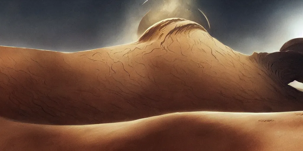 Image similar to dune composition idea concept art, denis villeneuve, greg fraiser