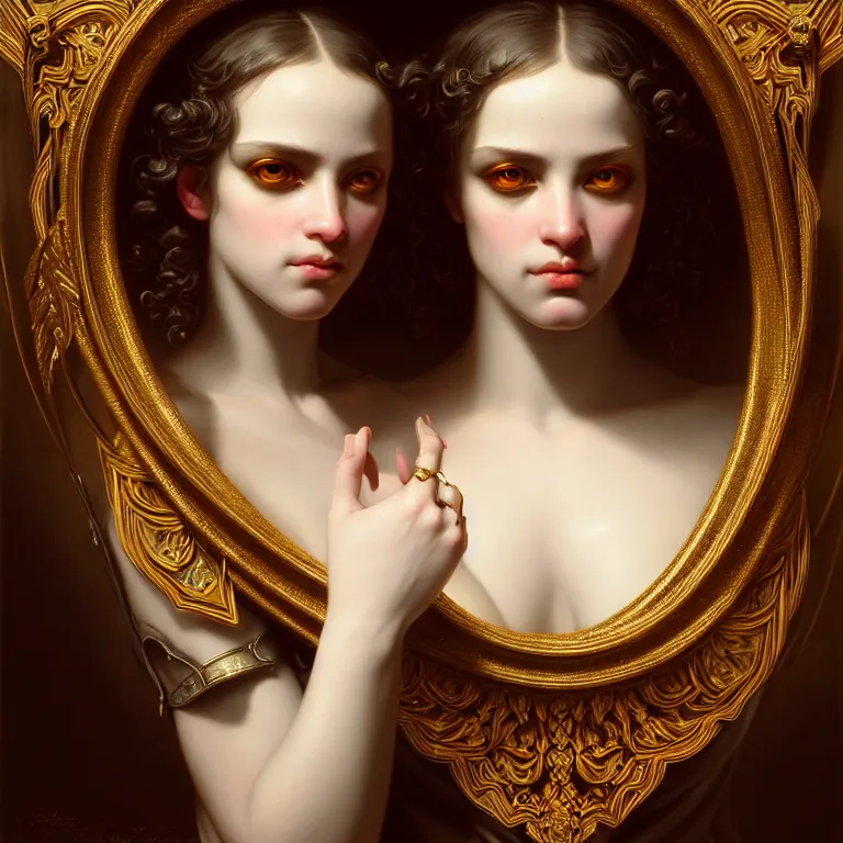 Image similar to epic professional symmetrical digital art of sweet eyes, accent lighting, painted, intricate, detailed, cheery, fun, effervescent, by roberto ferri, epic, stunning, gorgeous, much wow, much detail, cinematic, masterpiece, unreal engine render