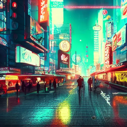 Image similar to a cyberpunk city with crazy neon coca - cola signs in an apocalyptic atmosphere, photorealistic, 4 k