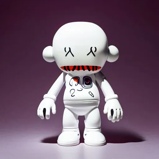 Image similar to an all white art vinyl figure with a microwave oven for a head, in the style of guggimon, kidrobot, sket - one x iamretro, kenny wong x pop mart, space molly, frank kozik, guggimon, kaws studio lighting, subsurface diffusion, 8 k - h 7 6 8