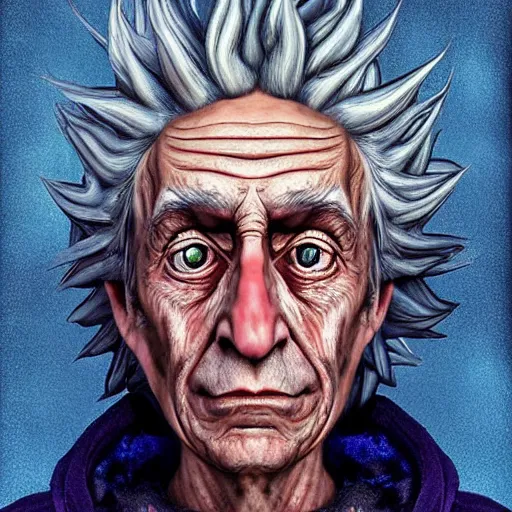 Prompt: 2 0 7 0 young rick sanchez portrait in the alien dimension : : photorealistic sci - fi detailed intricate face details ultradetailed ultra - realistic by hieronymus bosch and james jean