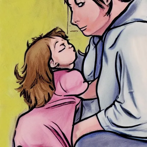 Prompt: woman saving the life of a child, art inspired by glen keane