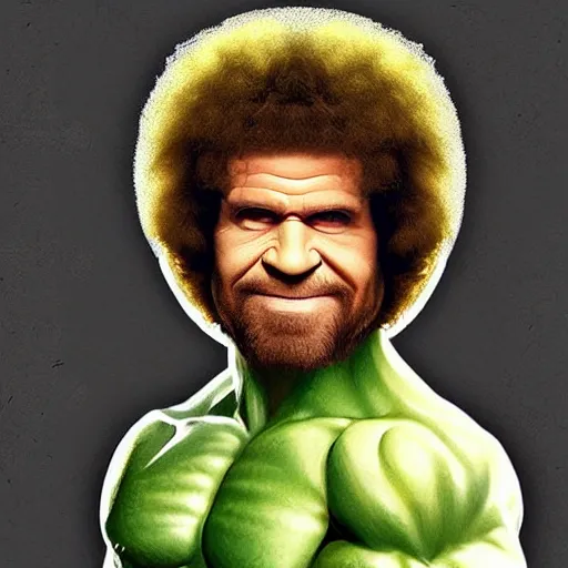 Image similar to photomanipulation of BOB ROSS as hulk, marvel