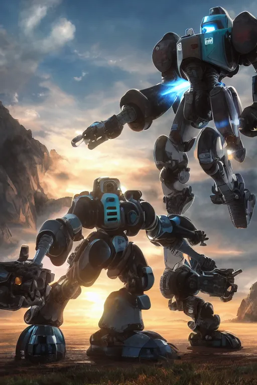 Image similar to mechwarrior 5 : mercenaries mech megaman transformer robot boss tank engine game octane render, 4 k, hd 2 0 2 2 3 d cgi rtx hdr style chrome reflexion glow fanart, global illumination ray tracing hdr fanart arstation by ian pesty by jesper ejsing pixar and disney unreal zbrush central hardmesh