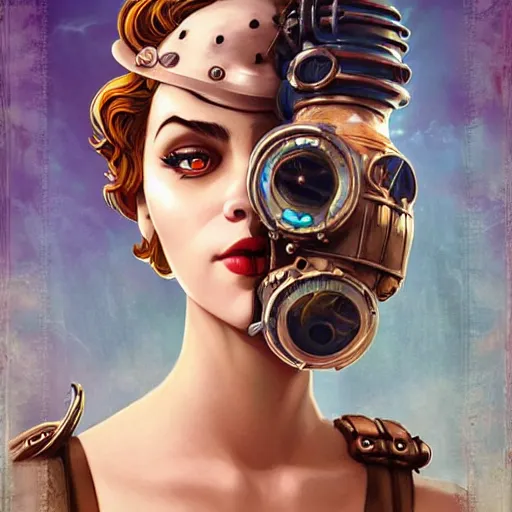 Image similar to lofi underwater bioshock steampunk portrait, Pixar style, by Tristan Eaton Stanley Artgerm and Tom Bagshaw.