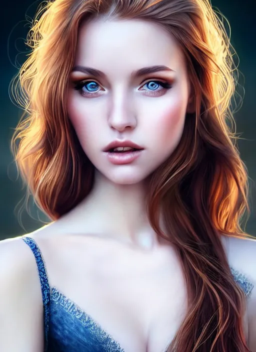 Image similar to a gorgeous scottish female photo, professionally retouched, soft lighting, realistic, smooth face, full body shot, torso, dress, perfect eyes, sharp focus on eyes, 8 k, high definition, insanely detailed, intricate, elegant, art by artgerm and jason chan