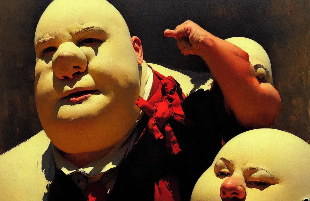 Prompt: portrait of humpty dumpty!!!!!!!!!!!!!!!!!!!!!!!!!!!, detailed face, detailed painting,, epic lighting, by ilya repin, phil hale and kent williams
