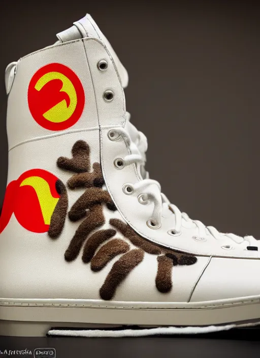 Image similar to hyperrealistic and heavy detailed product photo bape avant garde shoe of movie the fifth element, in front of white back drop, whole shoe is in picture, leica sl 2 5 0 mm, vivid color, high quality, high textured, real life