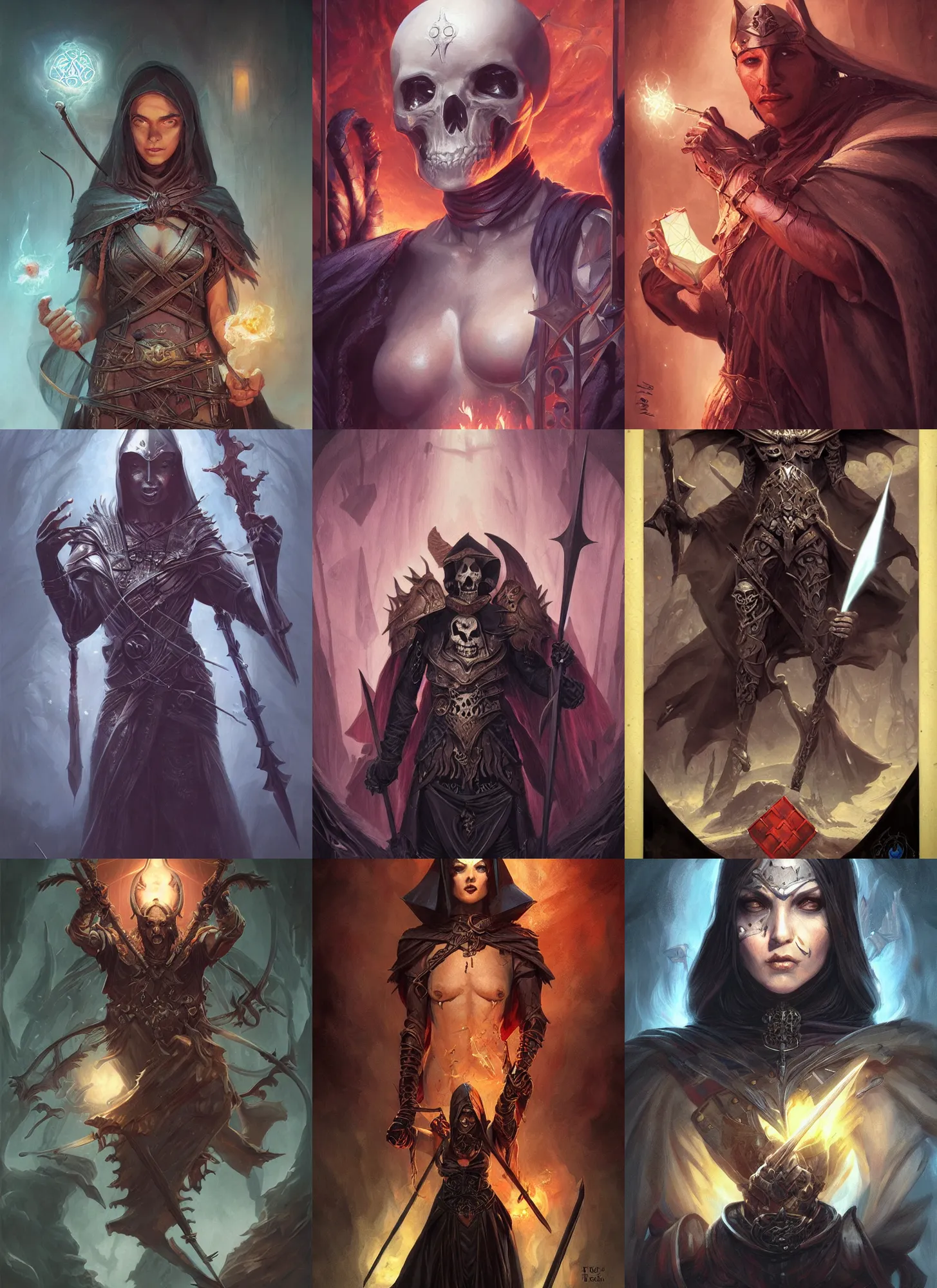 Prompt: tarot card of death, d & d, fantasy, portrait, highly detailed, digital painting, trending on artstation, concept art, sharp focus, illustration, art by artgerm and greg rutkowski and magali villeneuve