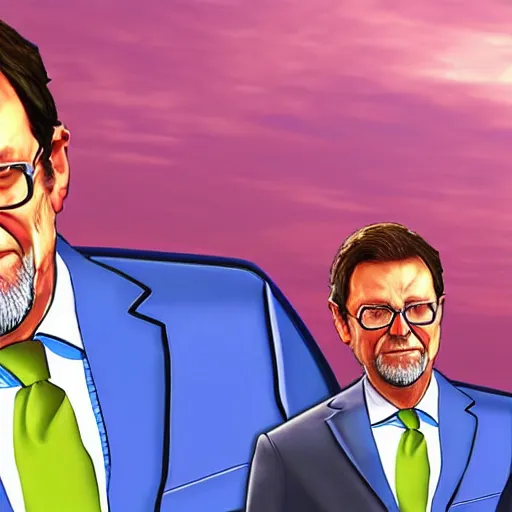 Prompt: mariano rajoy, gta v loading screen art,