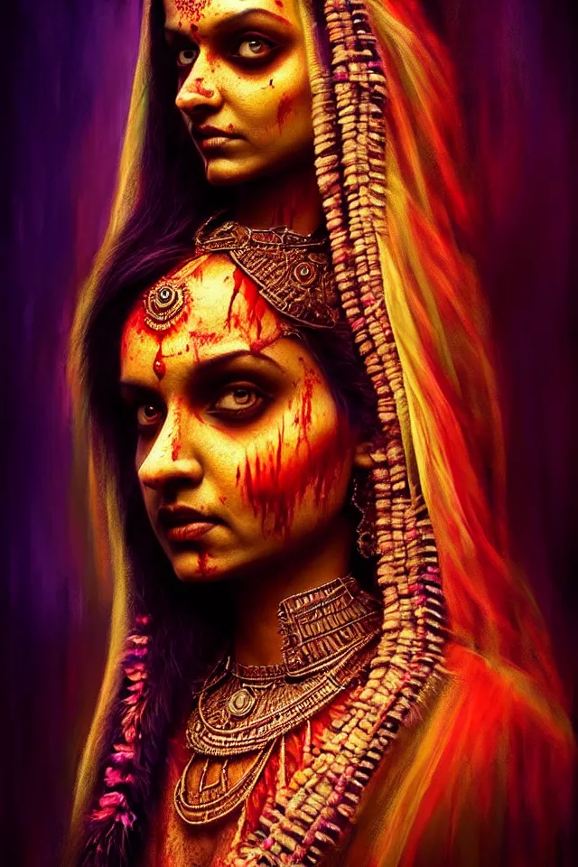 Image similar to epic professional digital art of beautiful indian 🧟♀👰♀, ambient lighting, painted, impressive, leesha hannigan, wayne haag, reyna rochin, ignacio rios, mark ryden, van herpen, best on artstation, cgsociety, wlop, pixiv, stunning, gorgeous, much wow, cinematic, masterpiece