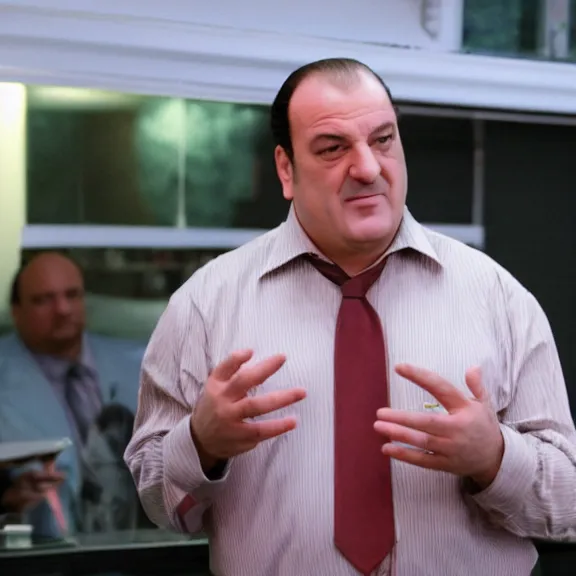 Prompt: Tony Soprano enthusiastically talking about Bitcoin at the Bada Bing