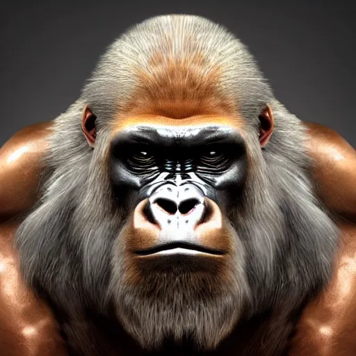 Image similar to 4K headshot portrait of godlike Gorilla of Nazareth with defined arms and open hands and bloody clothes with giant mandala wings , intricate face , flawless anime cel animation by Kentaro Miura, psychedelic , highly detailed upper body , professionally post-processed , beautiful, scary, symmetry accurate features, epic, octane rendered, anime masterpiece, accurate by Craig Mullins, ilya kuvshinov, krenz cushart, epic , artgerm trending on artstation by Edward Hopper and Dan Mumford and WLOP and Rutkovsky, beksinski carl spitzweg moebius and tuomas kocar, intricate artwork by caravaggio, Unreal Engine 5, Lumen, Nanite