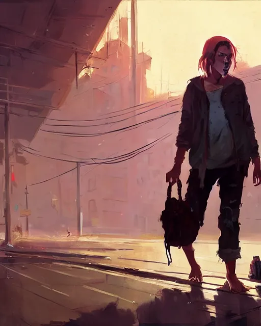 Prompt: portrait of homeless Scarlett Johansson wearing tattered rags barefooted, in GTA V, Stephen Bliss, unreal engine, by Greg Rutkowski, Loish, Rhads, Makoto Shinkai and Lois van baarle, ilya kuvshinov, rossdraws, global illumination, radiant light, detailed and intricate environment