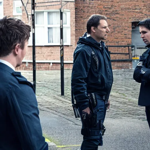 Image similar to a criminal being interviewed on the set of 'line of duty', photorealistic, 4k