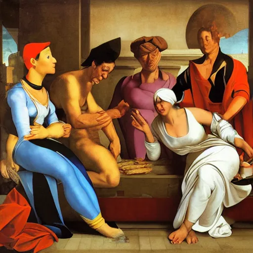 Image similar to futurama by caravaggio,