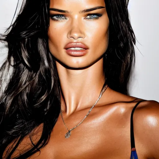 Image similar to studio photo of Adrianna Lima giving the middle finger to the camera, photo by Terry Richardson, award winning photography, 8k