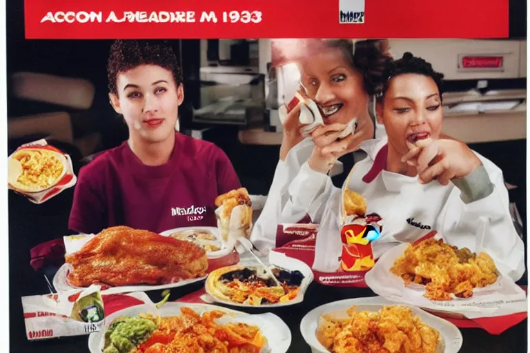 Image similar to mcdonald's acaraje meal, in 1 9 9 5, y 2 k cybercore, advertisement photo