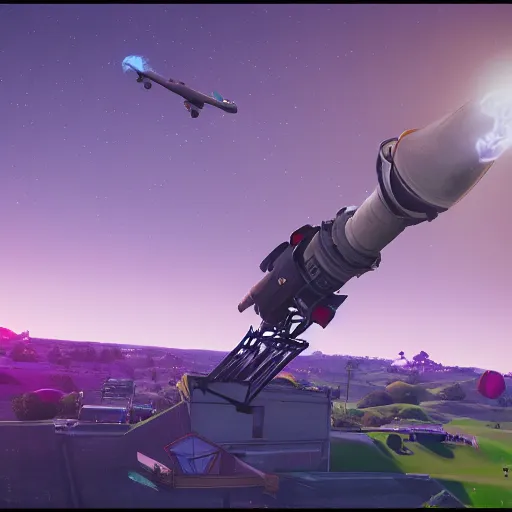 Prompt: multiple fortnite minuteman missile launches in the background, 3 d render, unreal engine 4, high quality