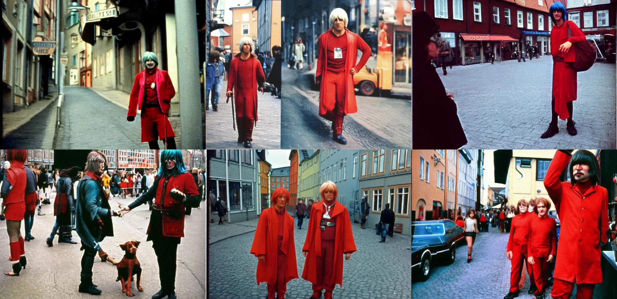 Prompt: dante cosplay in gothenburg, kodachrome ( 1 9 7 6 )