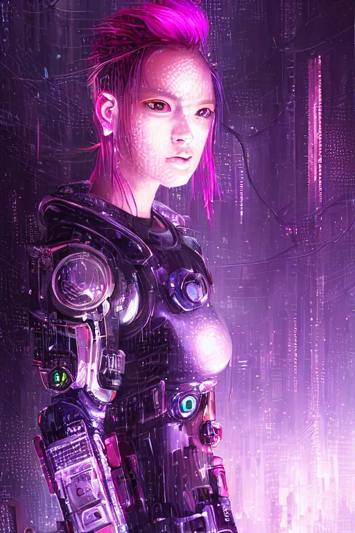 Image similar to portrait futuristic tawny cyberpunk young female Paladin, in futuristic heavily raindrop tokyo rooftop cyberpunk night, ssci-fi, fantasy, intricate, very very beautiful, elegant, neon light, highly detailed, digital painting, concept art, human anatomy, soft light, hdri, smooth, sharp focus, illustration, art by tian zi and craig mullins and WLOP and alphonse mucha