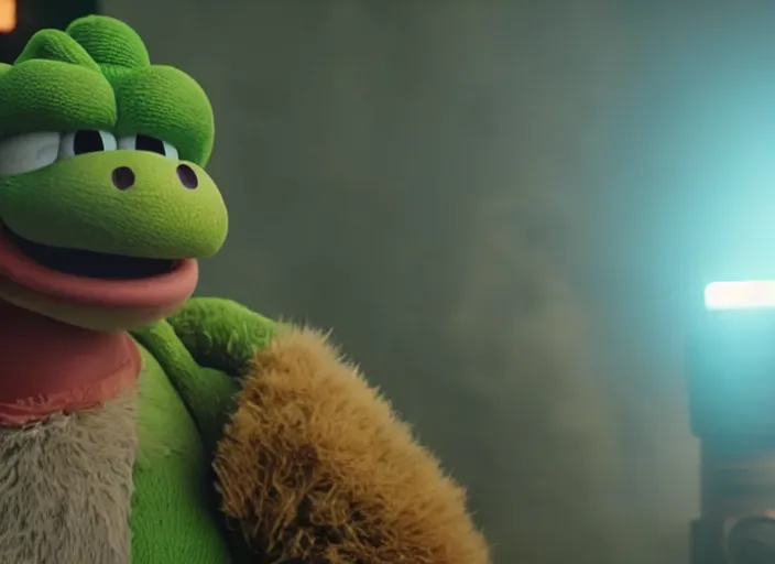 Image similar to film still of yoshi in the new sci - fi movie, 8 k