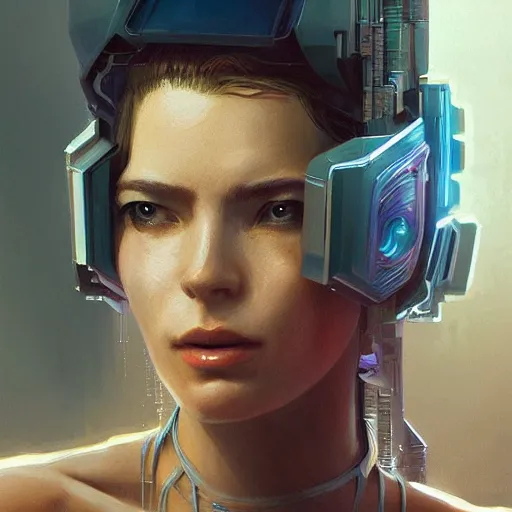 Image similar to portrait of cyberpunk woman looking out of a window, cyberpunk setting, futuristic, highly detailed, intricate lighting, digital painting, sharp focus, illustration, trending on artstation, art by wlop.