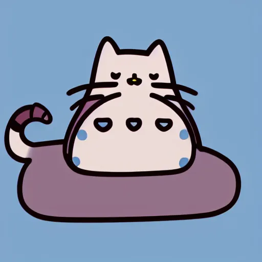 Image similar to Kirby as Pusheen the cat, cartoon illustration, cute