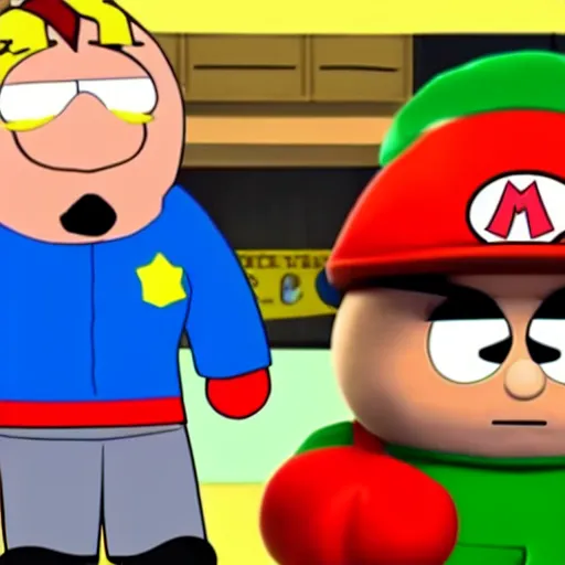 Image similar to American YouTuber Logan Paul boxing Eric Cartman from South Park inside Super Mario 64-W 910