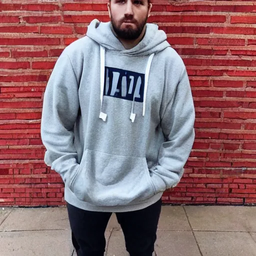 Image similar to a full body shot of an attractive man in a hoodie