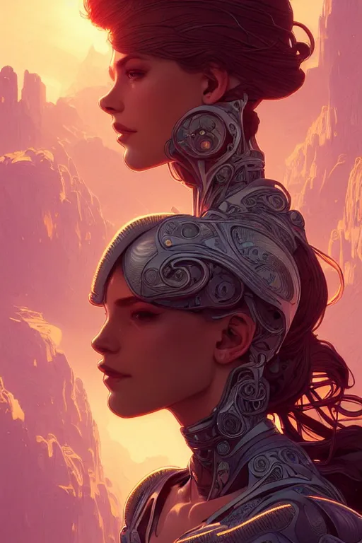 Image similar to beautiful female android!, half portrait, background explosion, intricate detailed environment, cell shaded, floro details, intricate, elegant, highly detailed, digital painting, artstation, concept art, smooth, sharp focus, illustration, art by artgerm and greg rutkowski and alphonse mucha, laurie greasley