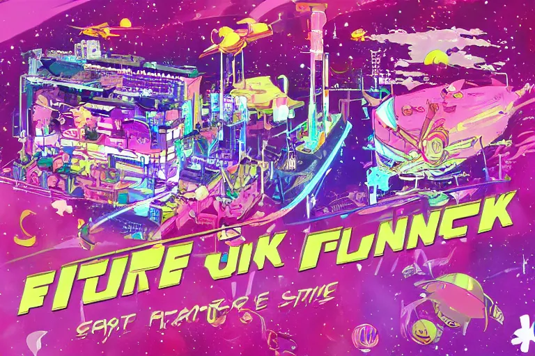 Image similar to future funk space city