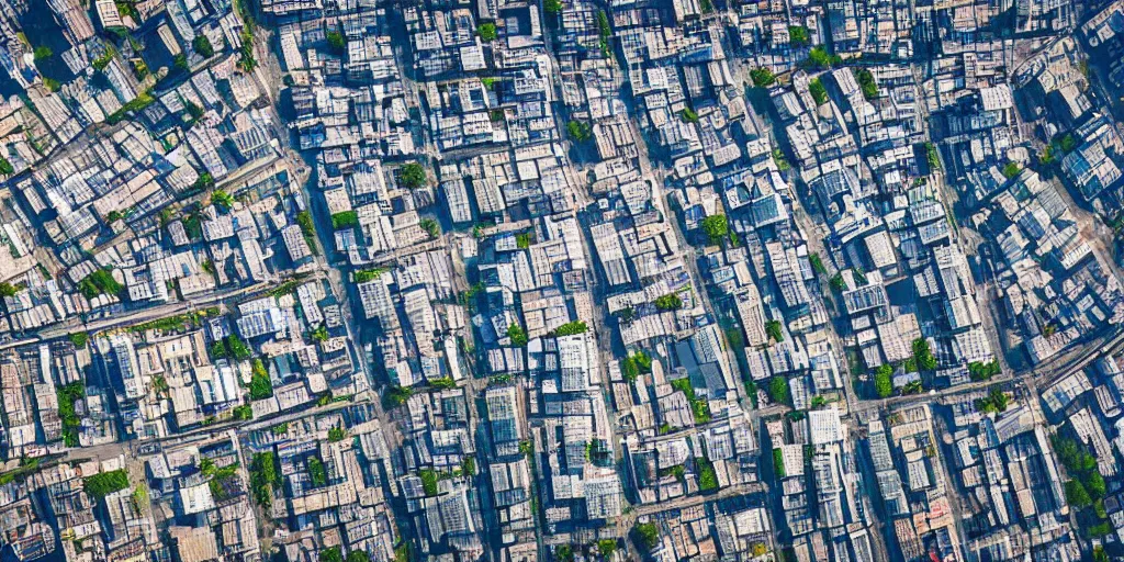 Image similar to drone view of a city with a large road through, Brutalist architecture,sharp focus,telephoto lens,digital art by John J. Park 4k