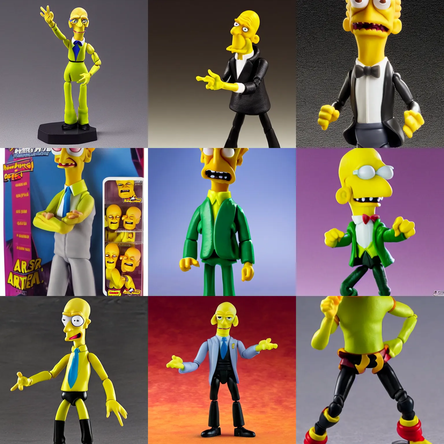 Prompt: Mr. Burns from Simpsons action figure, pvc poseable