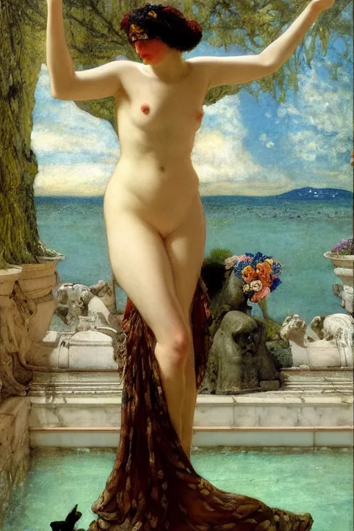 Prompt: mythological female by herbert james draper, sir lawrence alma - tadema, arnold bocklin