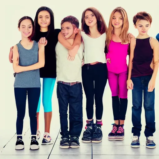 Prompt: 5 girls standing next to 5 boys and the girls are way stronger than the boys, realistic, picture