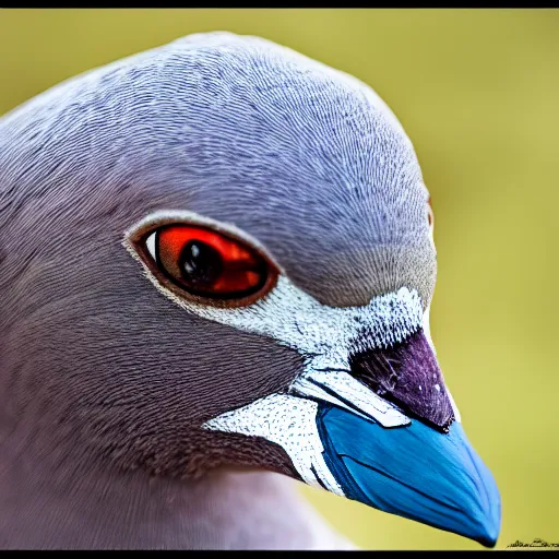 Image similar to a mix of a pigeon and a dog, photography