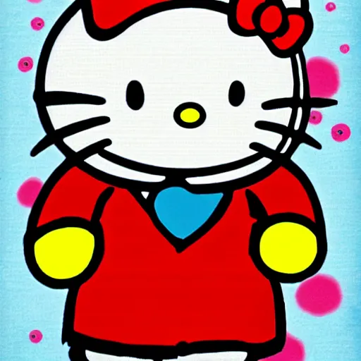 Image similar to Hello Kitty as a Bob Ross, artwork by Bob Ross, deviantart contest winner,