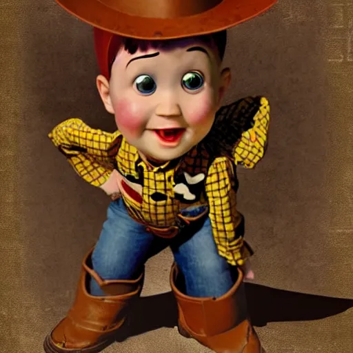 Prompt: babyface from toy story as a dnd gnome, steam punk style, 1920s photograph