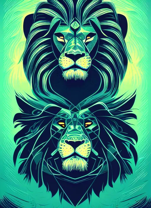Image similar to concept art by dan mumford of a mask of symbolic lion, style of symbolism art style, digital painting, sharp focus, illustration