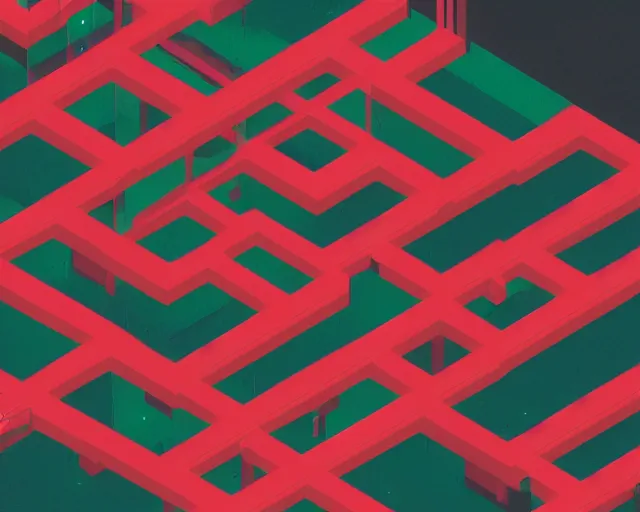 Prompt: Glitch art, dark, isometric