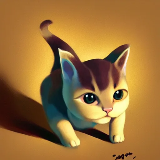 Image similar to goro fujita ilustration a cute playful kitten by goro fujita, painting by goro fujita, sharp focus, highly detailed, artstation