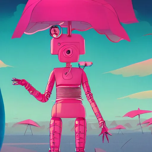 Image similar to a woman named yoshimi battles the pink robots, illustrated, detailed, 4 k