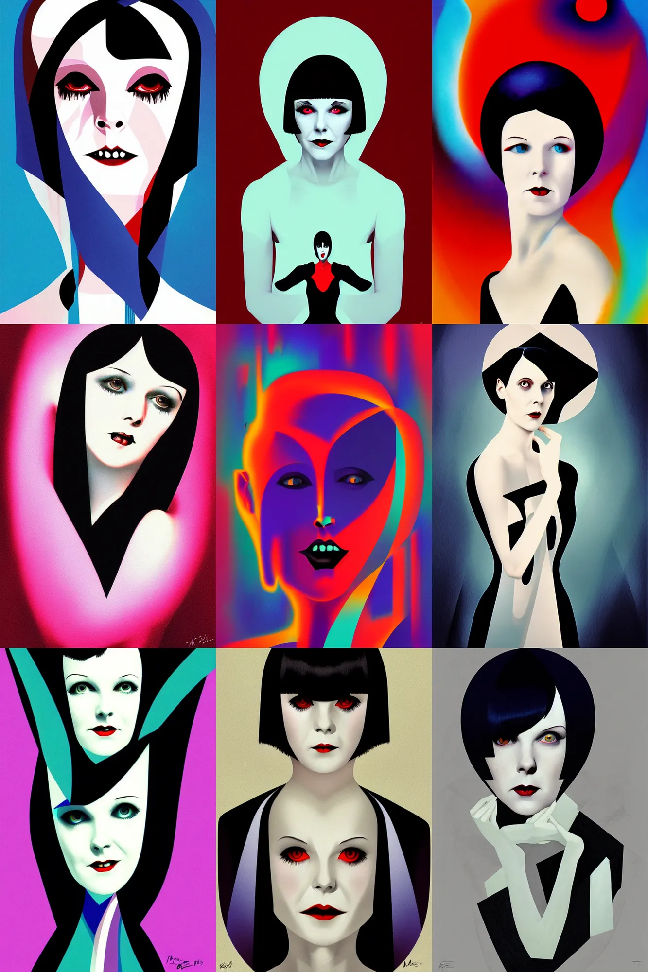 Prompt: portrait of 2 2 yeard old mary louise brooks as a vampire, op art, anton fadeev