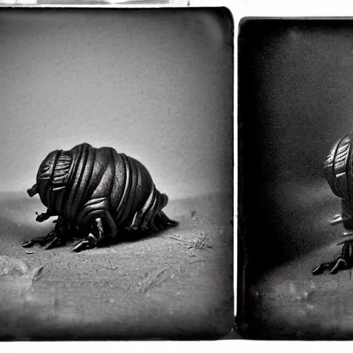 Prompt: tardigrade!!! daguerreotype portrait photograph. inspired by gerard grom and ansel adams. highly detailed. old timey.