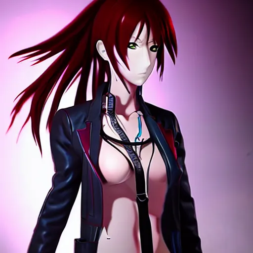 Prompt: cyberpunk Makise Kurisu